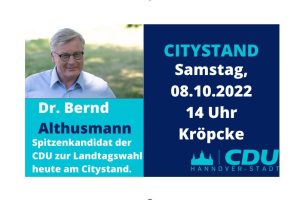 Dr. Bernd Althusmann heute am Citystand